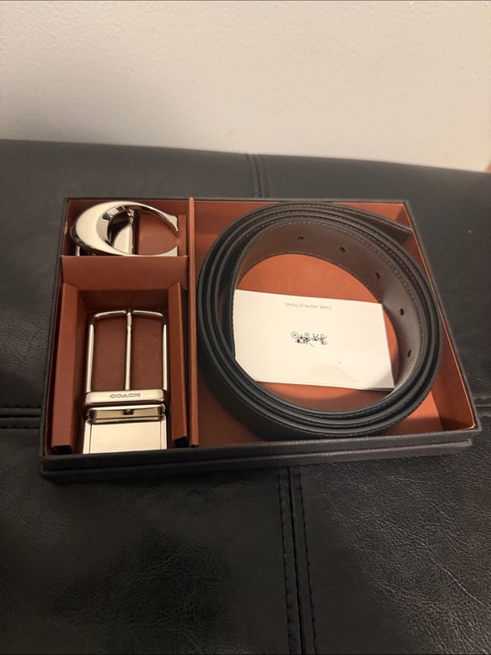 Coach Other - Coach Men's Reversible Black and Brown Leather Belt with Interchangeable Buckles